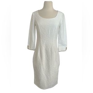 Badgley Mischka, size 2, white dress, 3/4 sleeve, new never worn